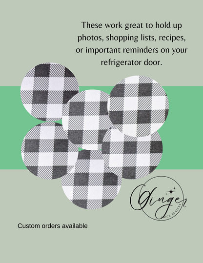 White Buffalo Plaid Button Magnets
