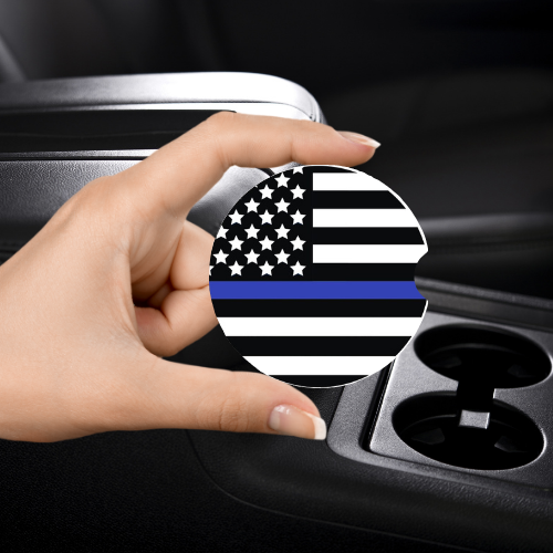 Police Flag Car Coaster