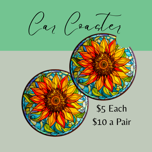 Stained Glass Sunflower Car Coaster