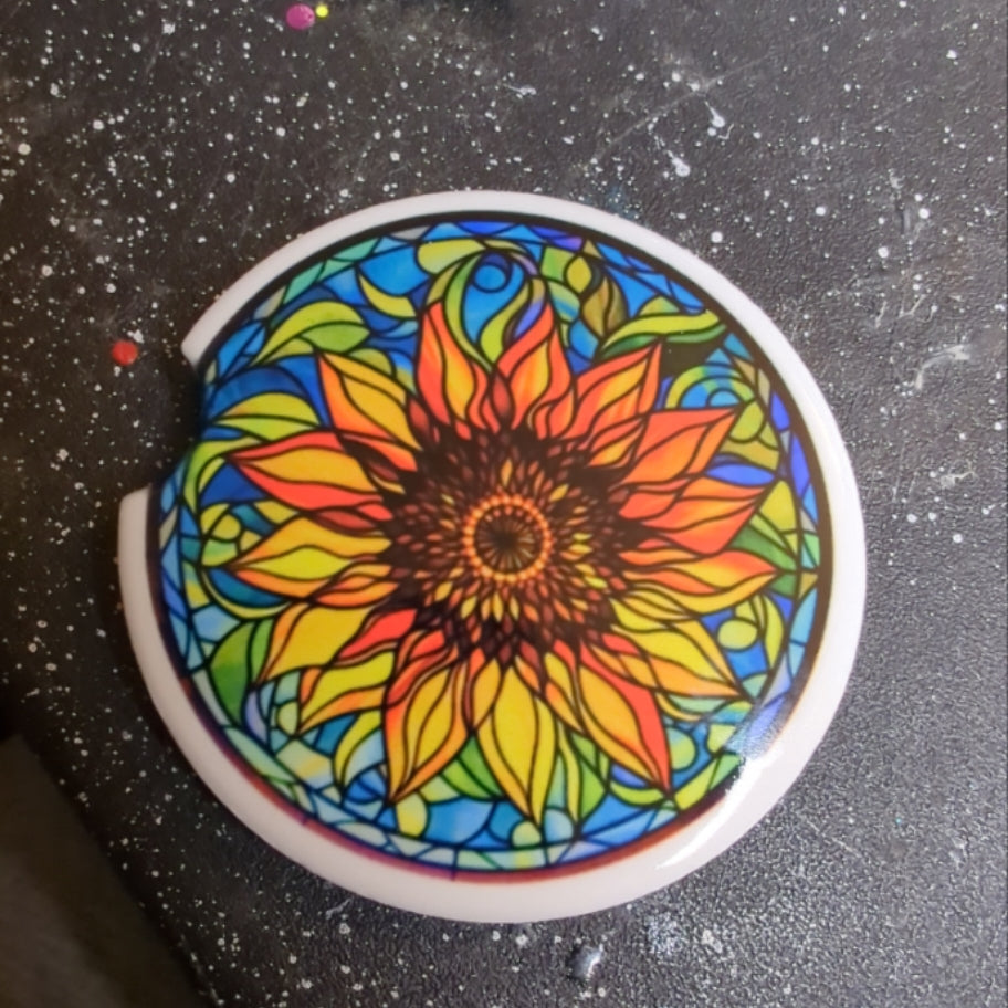 Stained Glass Sunflower Car Coaster