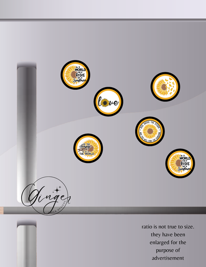 Sunflower Button Magnets
