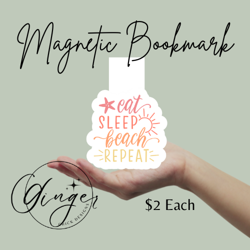 Eat Sleep Beach Magnetic Bookmark