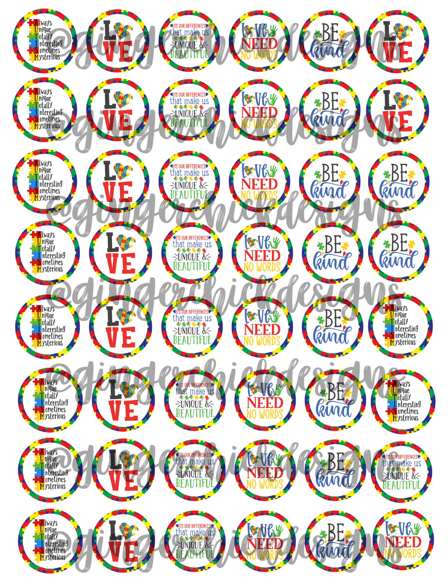 Autism Bottle Cap Images
