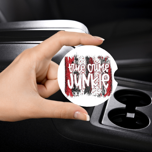 True Crime Junkie Car Coaster