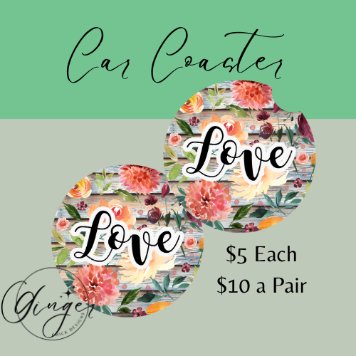 Flower LOVE Car Coaster