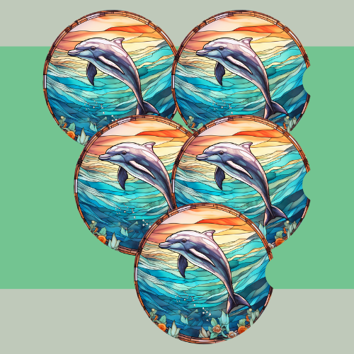 Stained Glass Dolphin Car Coaster