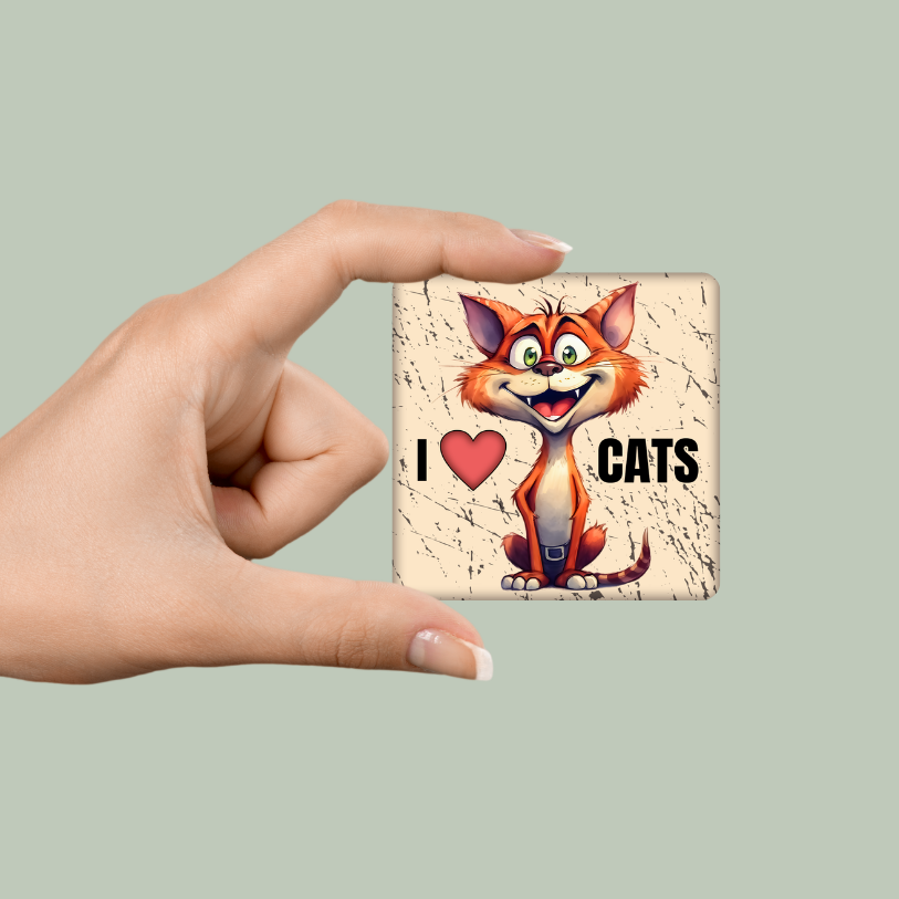 I Love Cats 2x2 Magnet