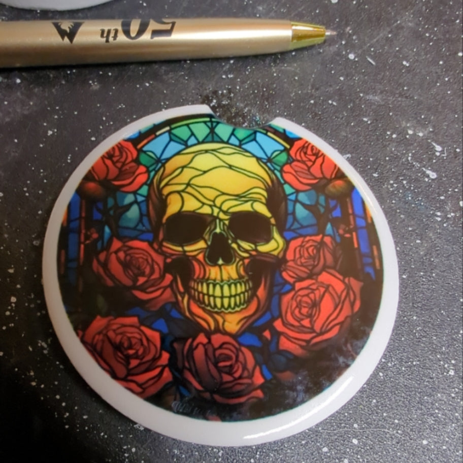 Stained Glass Skull Car Coaster