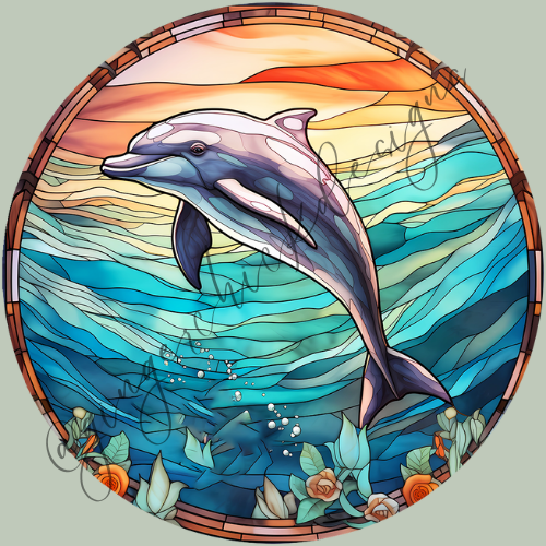 Stained Glass Dolphin Car Coaster