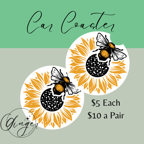 Sunflower Bee Car Coaster