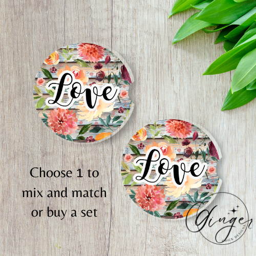 Flower LOVE Car Coaster