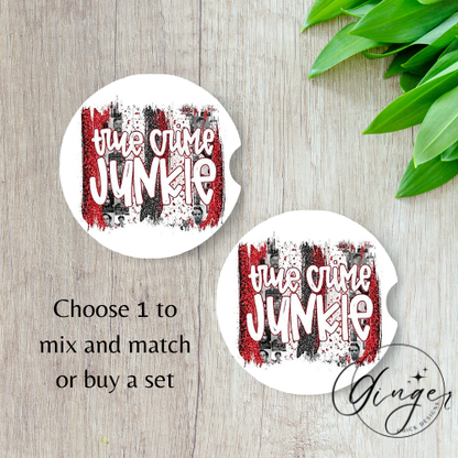 True Crime Junkie Car Coaster
