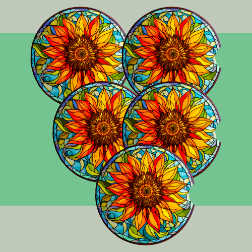 Stained Glass Sunflower Car Coaster