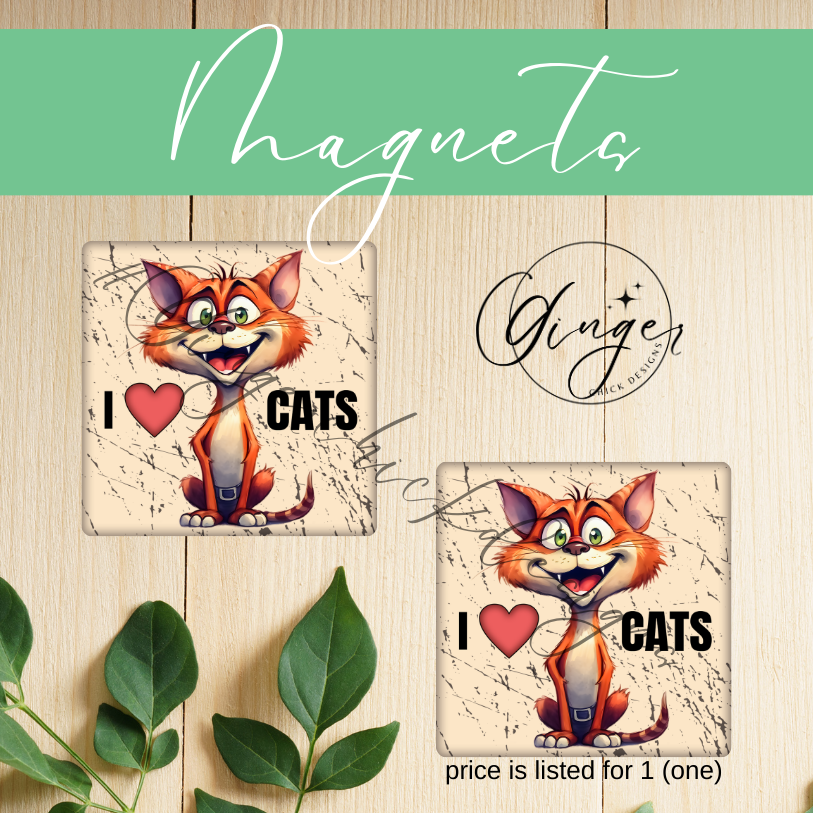 I Love Cats 2x2 Magnet