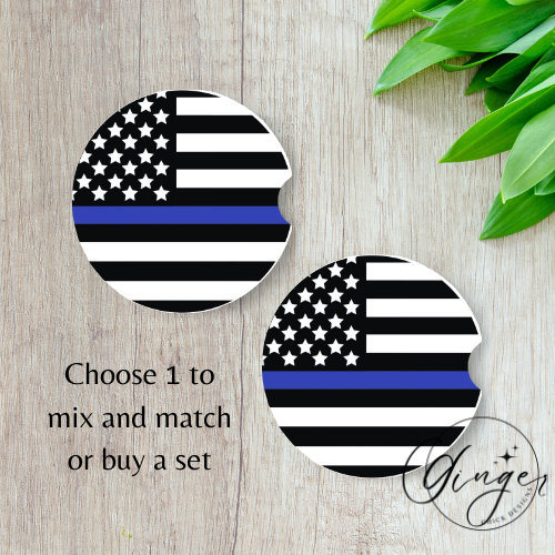 Police Flag Car Coaster