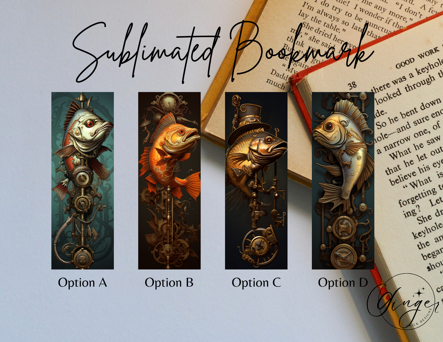 Steam Punk Fish Sublimation Bookmark