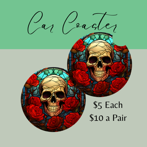 Stained Glass Skull Car Coaster