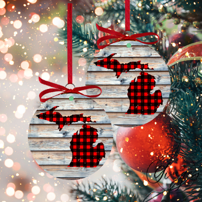 Buffelo Plaid Michigan Ornaments