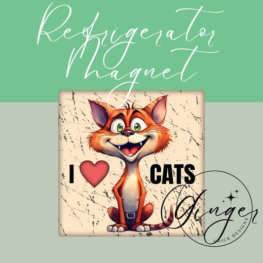 I Love Cats 2x2 Magnet