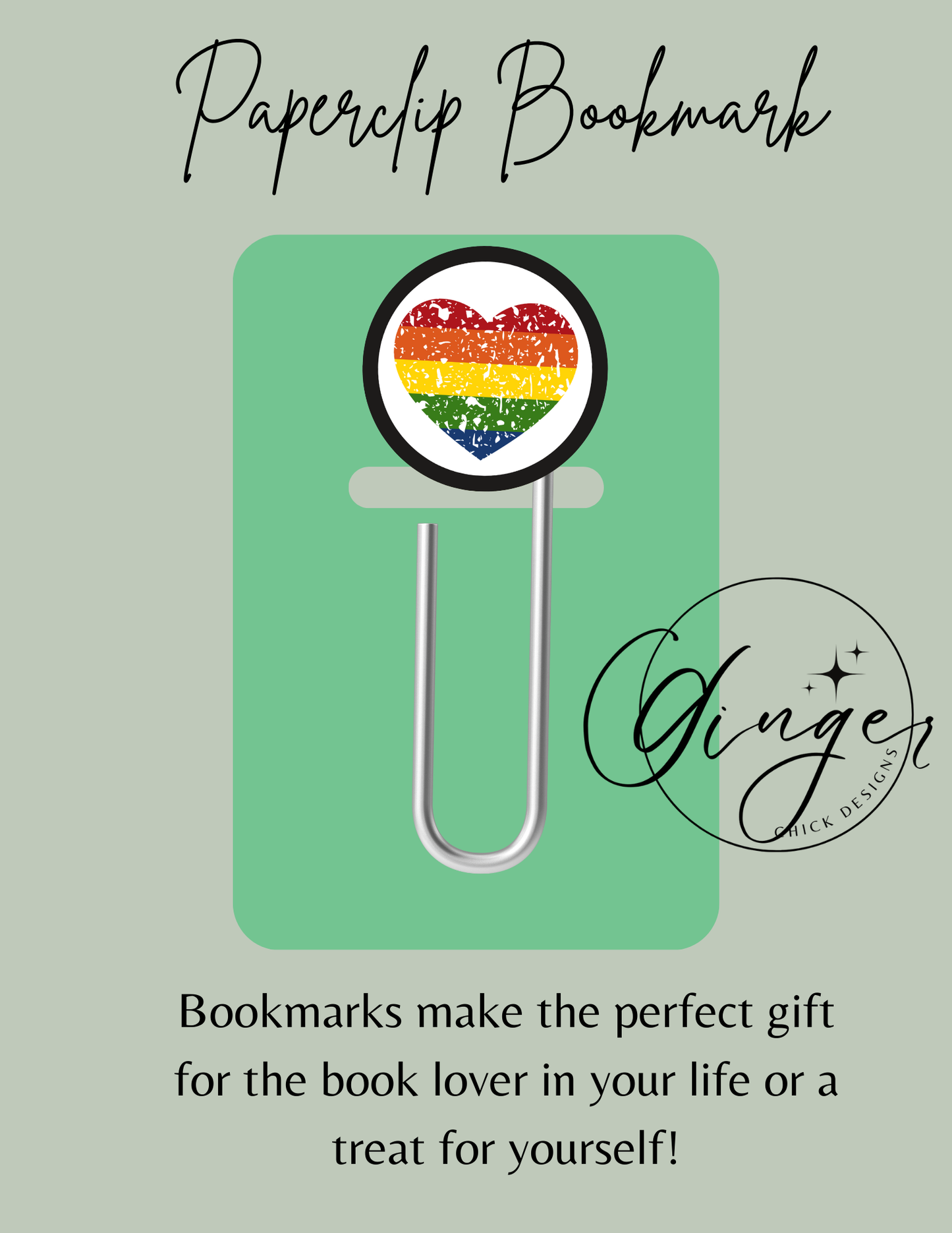 Pride Heart 3-Inch Paperclip Bookmark