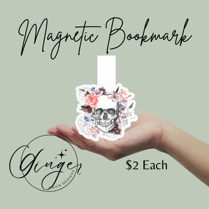 Flower Skull Magnetic Bookmark