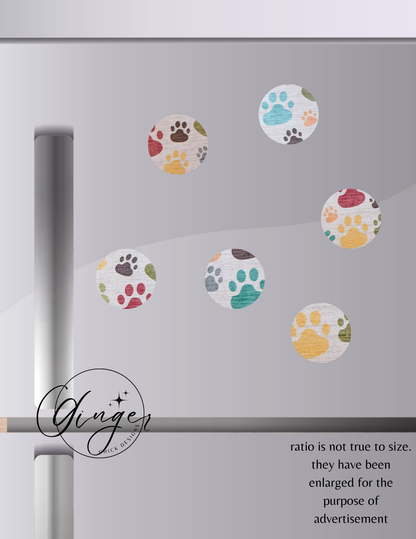 Rainbow Paw Print Button Magnets