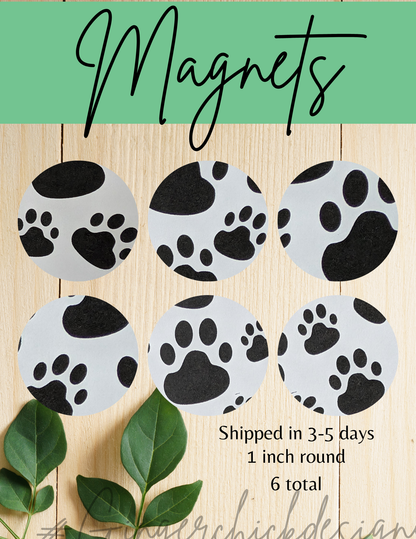 Paw Print Button Magnets