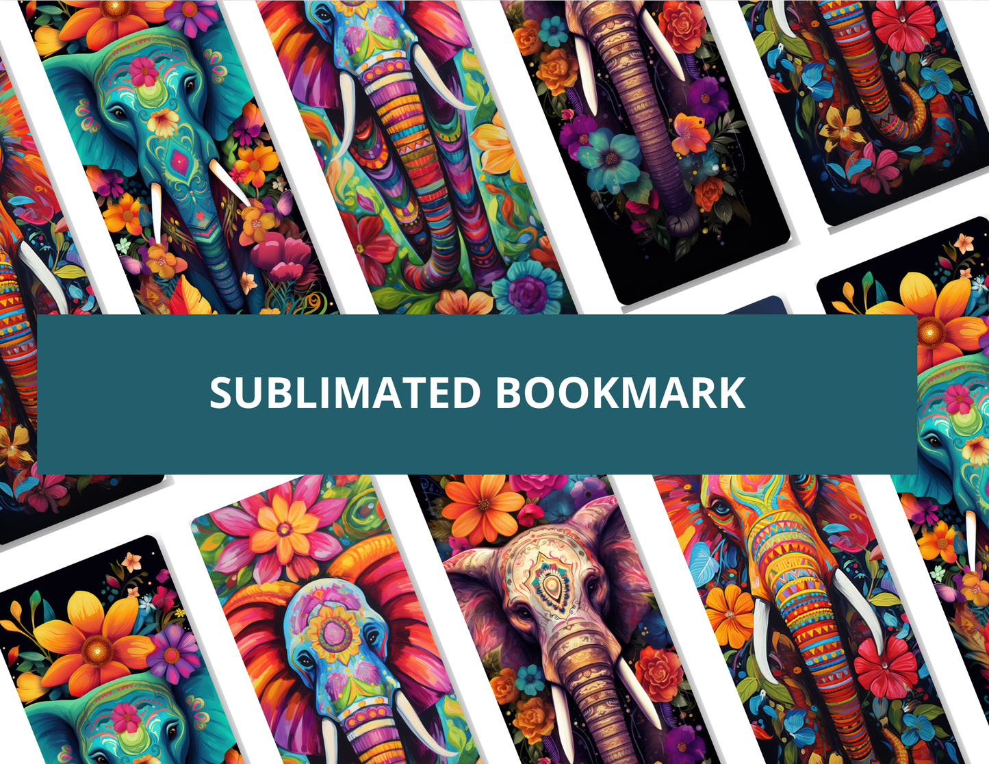 Painted Elephants Sublimation Bookmark