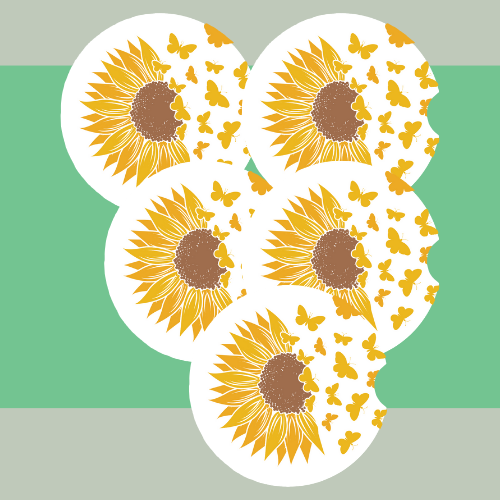 Sunflower Butterfly Car Coaster