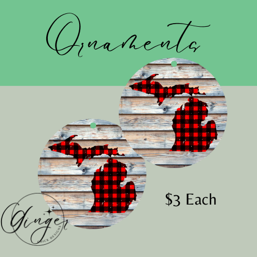 Buffelo Plaid Michigan Ornaments