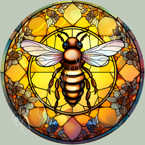 Stained Glass Bee Car Coaster