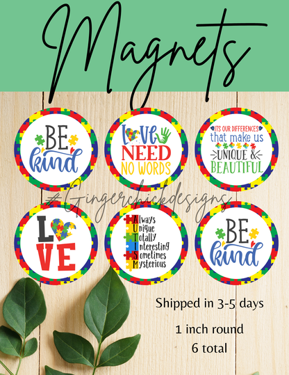 Autism Button Magnets