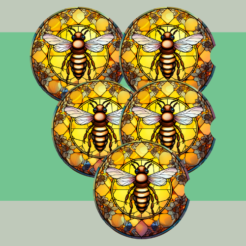 Stained Glass Bee Car Coaster