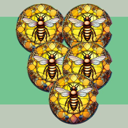 Stained Glass Bee Car Coaster