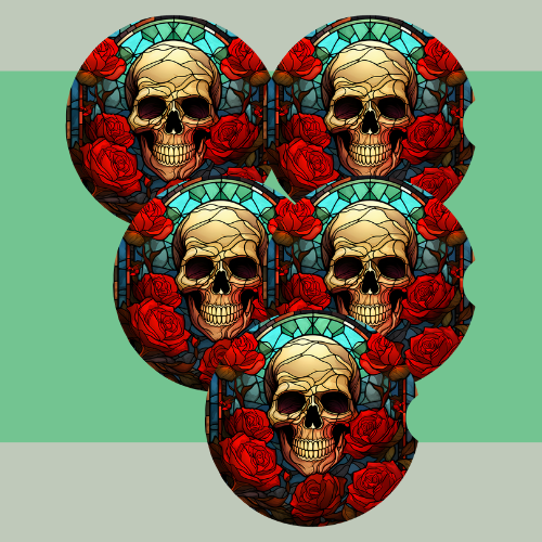 Stained Glass Skull Car Coaster