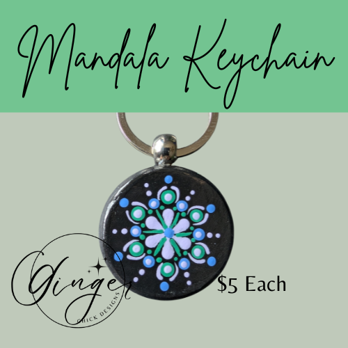 Purple Blossom Mandala Dot Keychain