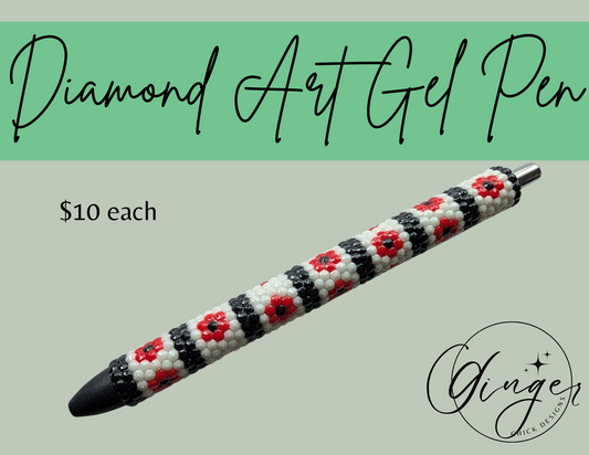 Red Flowers Diamond Art Ink Joy Gel Pen