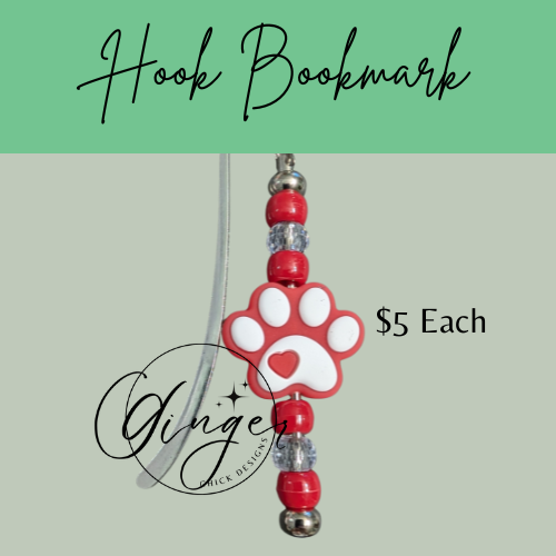 Red Paw Print Hook Bookmark