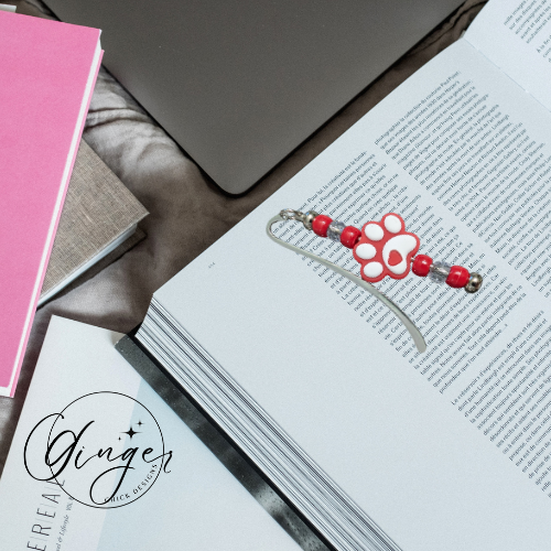 Red Paw Print Hook Bookmark