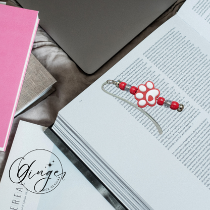Red Paw Print Hook Bookmark