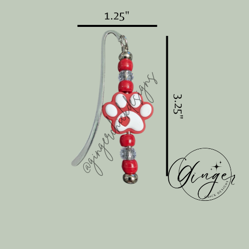 Red Paw Print Hook Bookmark