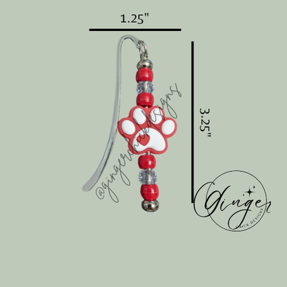 Red Paw Print Hook Bookmark