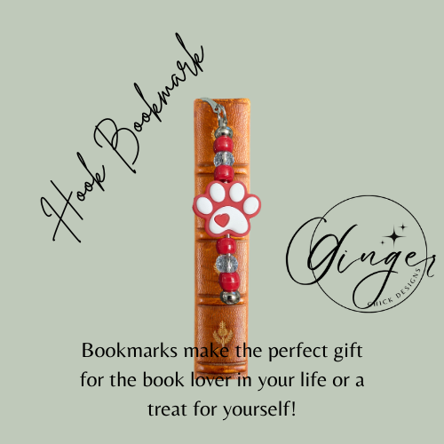 Red Paw Print Hook Bookmark