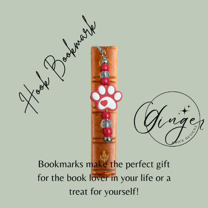 Red Paw Print Hook Bookmark