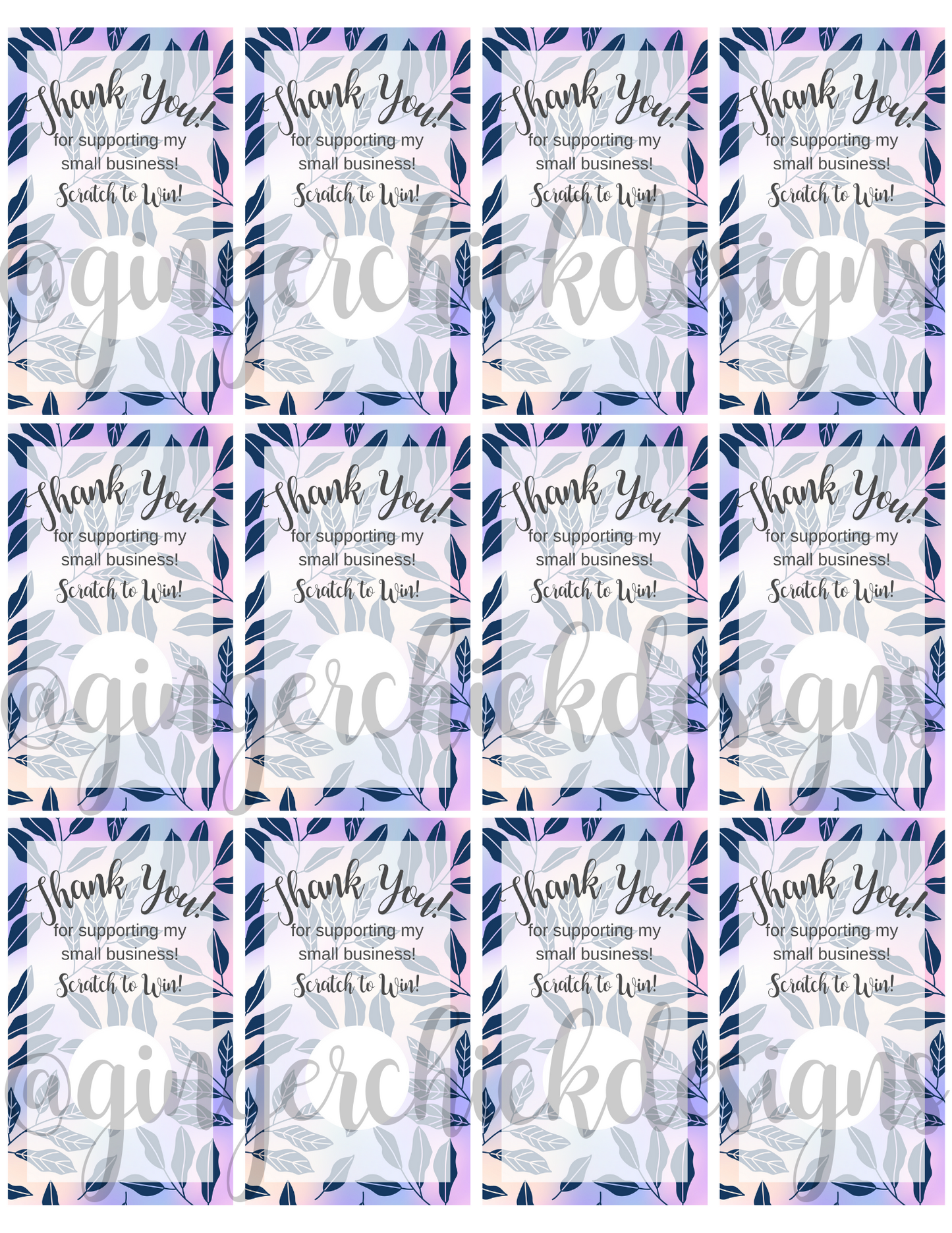Purple Leaves Digital Scratch-Off Ticket