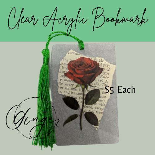 Single Red Rose Dictionary Acrylic Bookmark