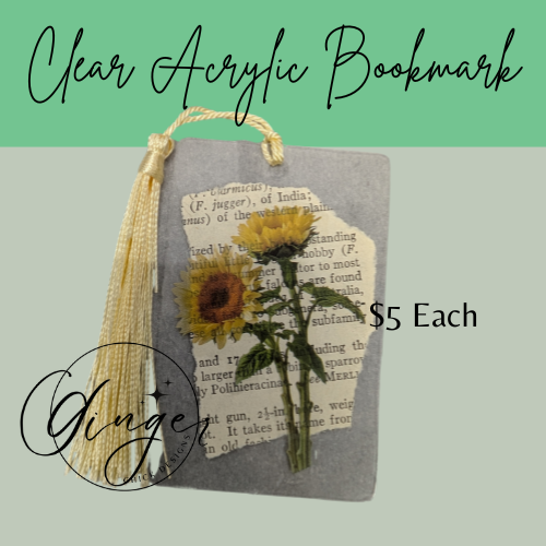 Sunflower Stems Dictionary Acrylic Bookmark