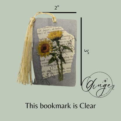 Sunflower Stems Dictionary Acrylic Bookmark