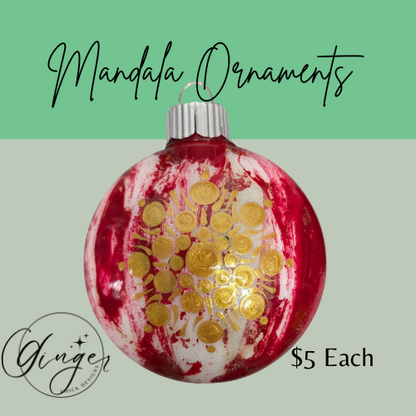 Traditional red and Gold Mandala Art Round Disc Ornament