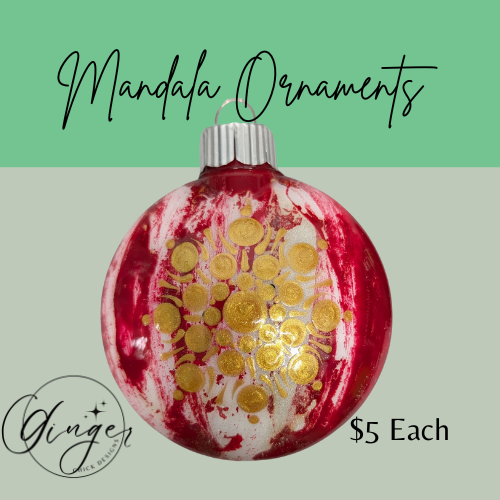 Traditional red and Gold Mandala Art Round Disc Ornament